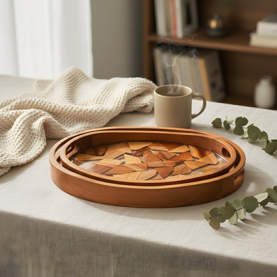 Wooden Tray Set 2 Pcs
